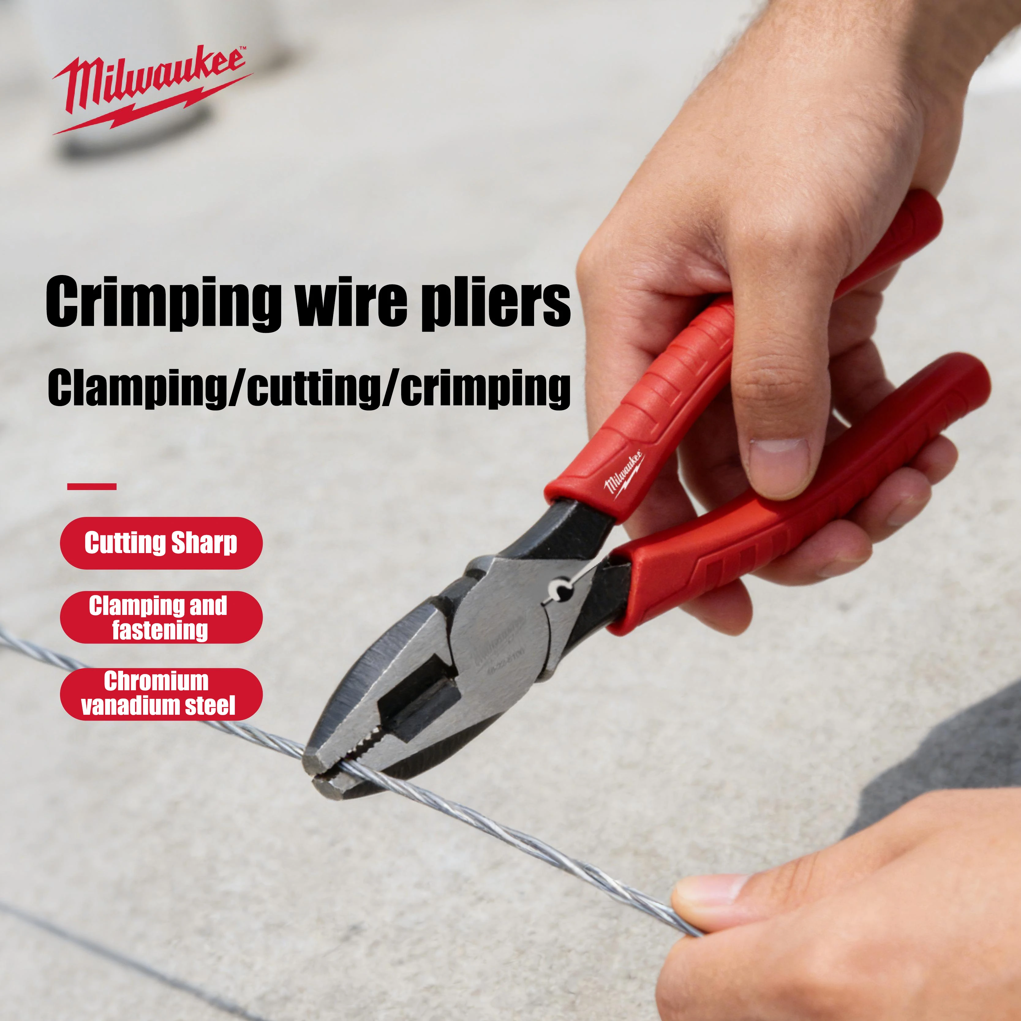 

Milwaukee 9-inch crimping wire pliers, comfortable handle, high lever wire pliers for manual tool cutting 48-22-6100/48-22-6502