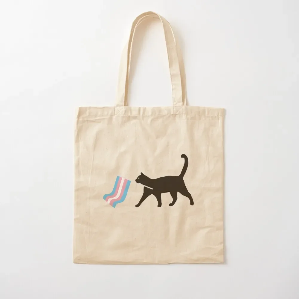 

trans flag cat! Tote Bag Women's beach bags personalized tote bag reusable grocery bags female bag