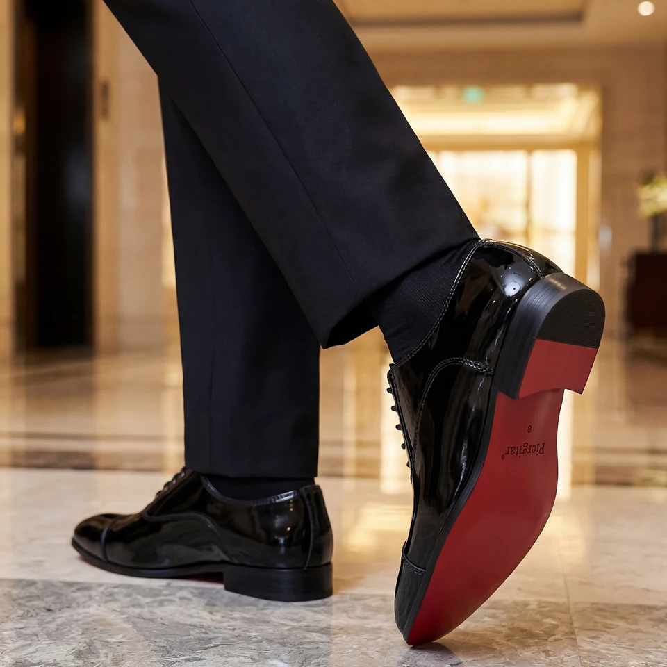 men black and red dress shoes Genio Turkey Men's Genio Casual Dress Shoes Turkey Patent Leather 120580105 Black Red, Size: 45 EU main image 0