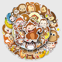 50Pcs Little Monkey Series Cartoon Cute Waterproof Sticker Skateboarding Snowboard Retro Vinyl Sticker