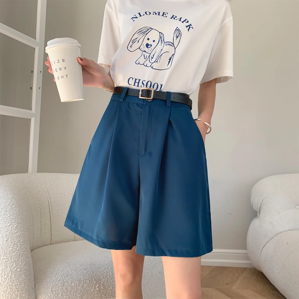 

Suit capris for the summer of 2024, new loose fitting high waisted and slim looking casual wide leg shorts cool girl fashionable
