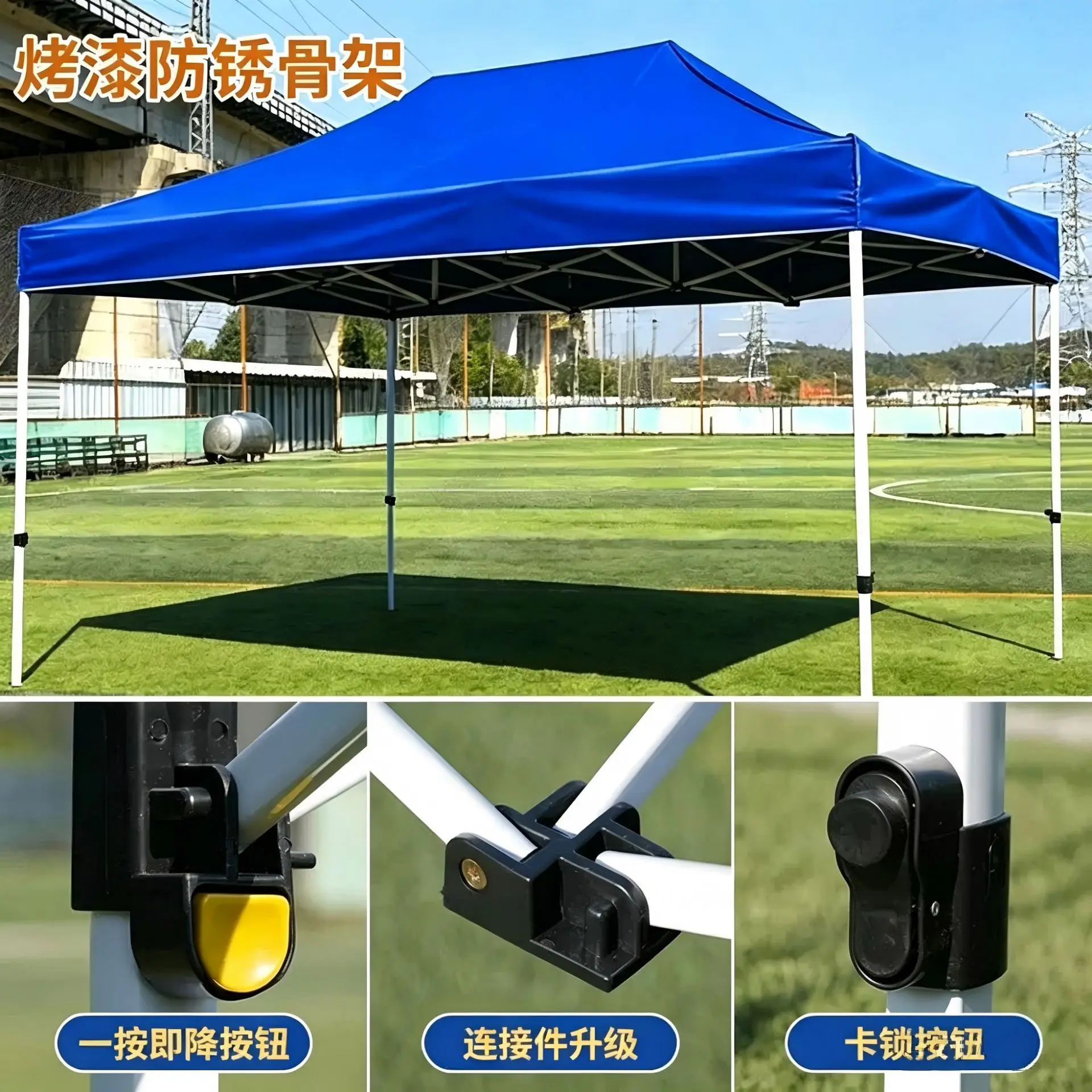 Manufacturer outdoor automatic rack tent thickened and bold four-corner rainproof tent advertising printing exhibition
