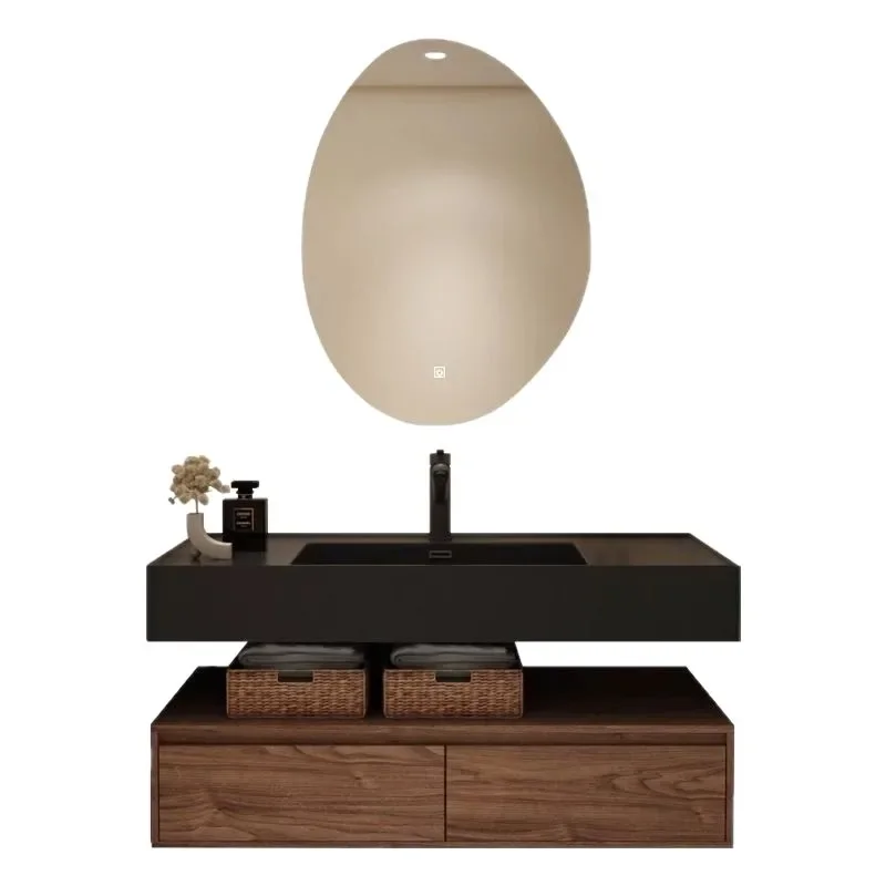 

Bathroom Cabinet Combination Bathroom Washbasin Rock Integrated Washbasin Vanity Smart Mirror Corner Storage Wood Home Furniture