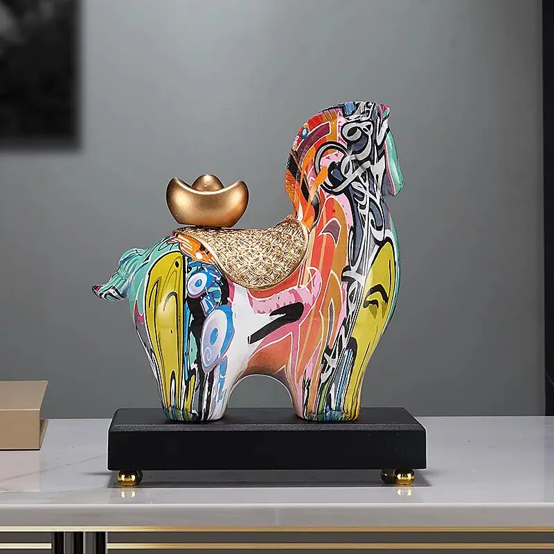 Colorful Wealth Horse Ornament, Premium Decor for Office Entryway Living Room TV Stand, Nice Gift for Housewarming  Shop Opening