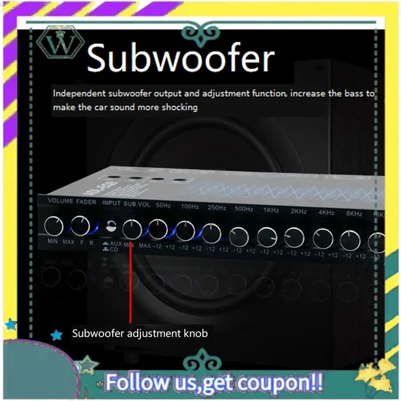 Upgraded 9 Band Equalizer High Performance 9 Equalization Bands 12V DC For Boat RV Car Metal With CD AUX Input DSP Chip Output