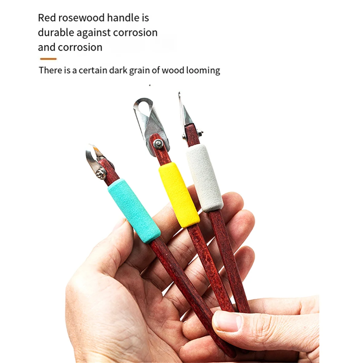 

L33A_Pottery Carving Scraper Red Rosewood Handle Ring Single-Head Scraper DIY Ceramic Texture Scraping Texture Carving Tool C