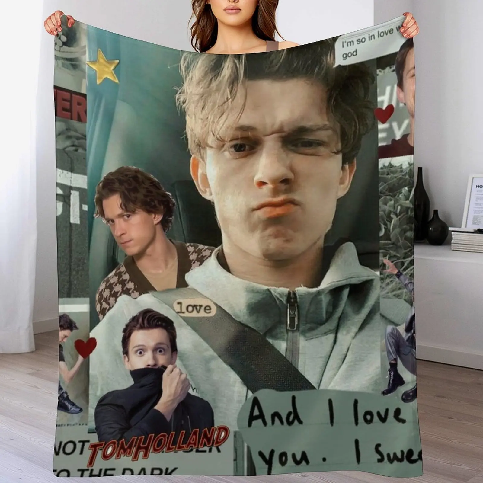 

Tom Holland collage Throw Blanket Polar Picnic Large Decoratives Blankets
