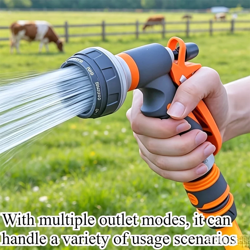 8 Modes Garden Water Spray Gun Adjustable Hose Nozzle Heavy Duty For Watering Plants Car Washing Cleaning Household Irrigation