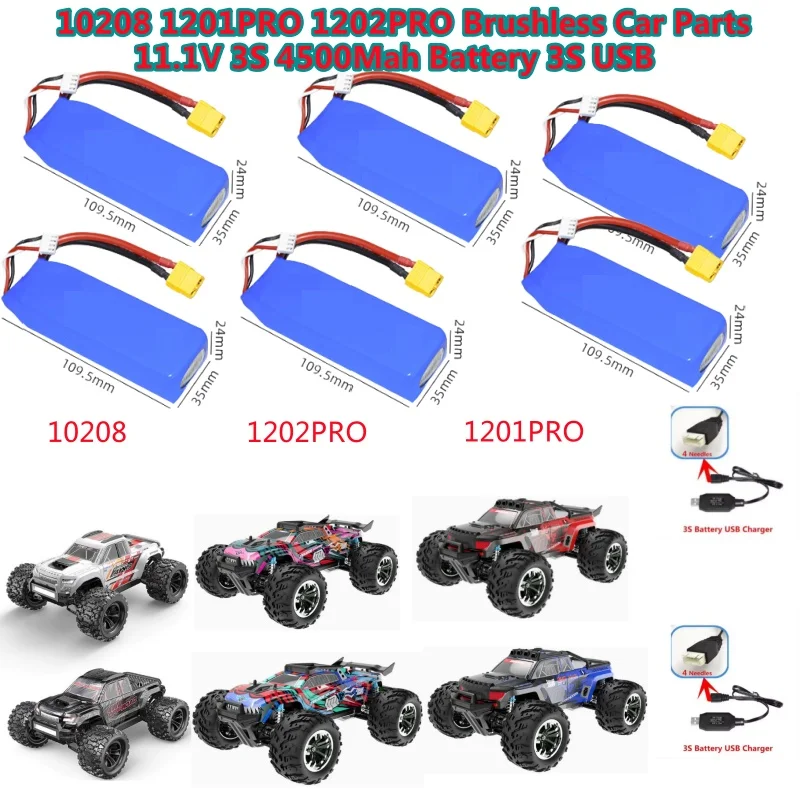 10208 1201PRO 1202PRO Brushless High Speed Remote Control RC Car Truck Spare Parts Acccessories 11.1V 3S 4500Mah Battery/3S USB