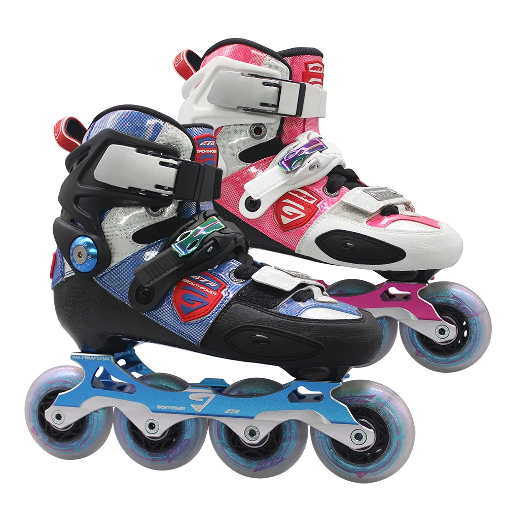 

Adjustable Skate Shoes Roller Skates 4 Wheel Inline Speed Skates Professional Aluminum Alloy Flashing Roller for Kids