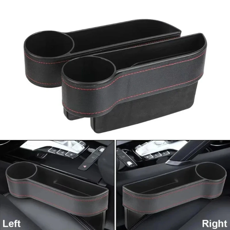 PU Leather Car Seat Slit Storage Box, Universal Gap Organizer with Charging Hole, Phone Bottle Key Storage Holder for Vehicles
