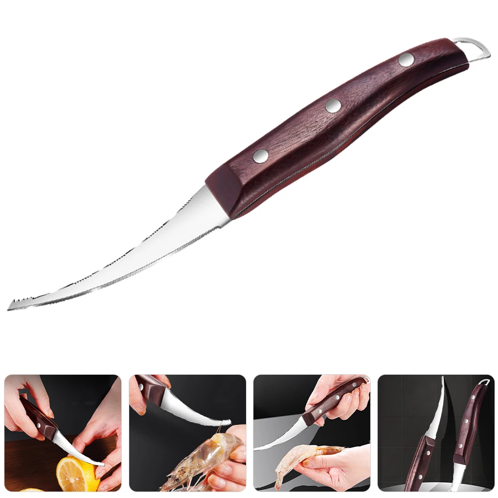 

Shrimp Peeler Tool Deveiner Stainless Steel Kitchen Shrimp Line Remover Cleaner Fish Scale Practical Hotel