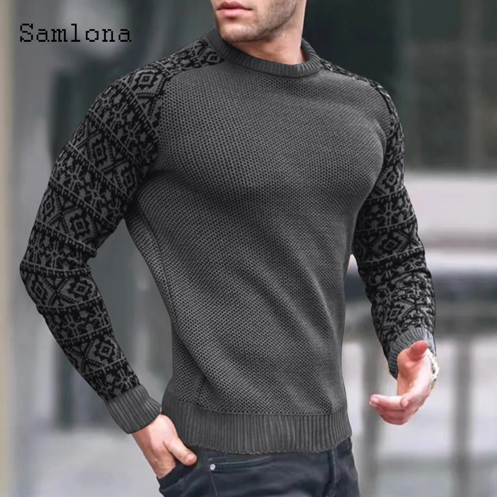 2022 New Knitting Top Knitwear Mens Fashion 3D Print T Shirt Masculinas Round Neck Casual Pullovers Men Patchwork Tees Clothing