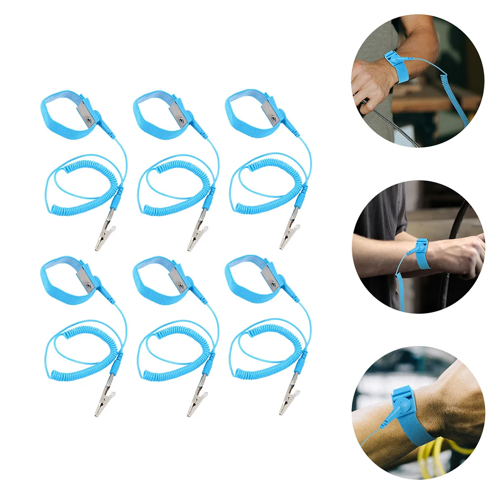 

6 Pcs Anti-static Wrist Strap Grounding ESD Straps Adjustable Electricity Wristband Reusable Nylon Silk