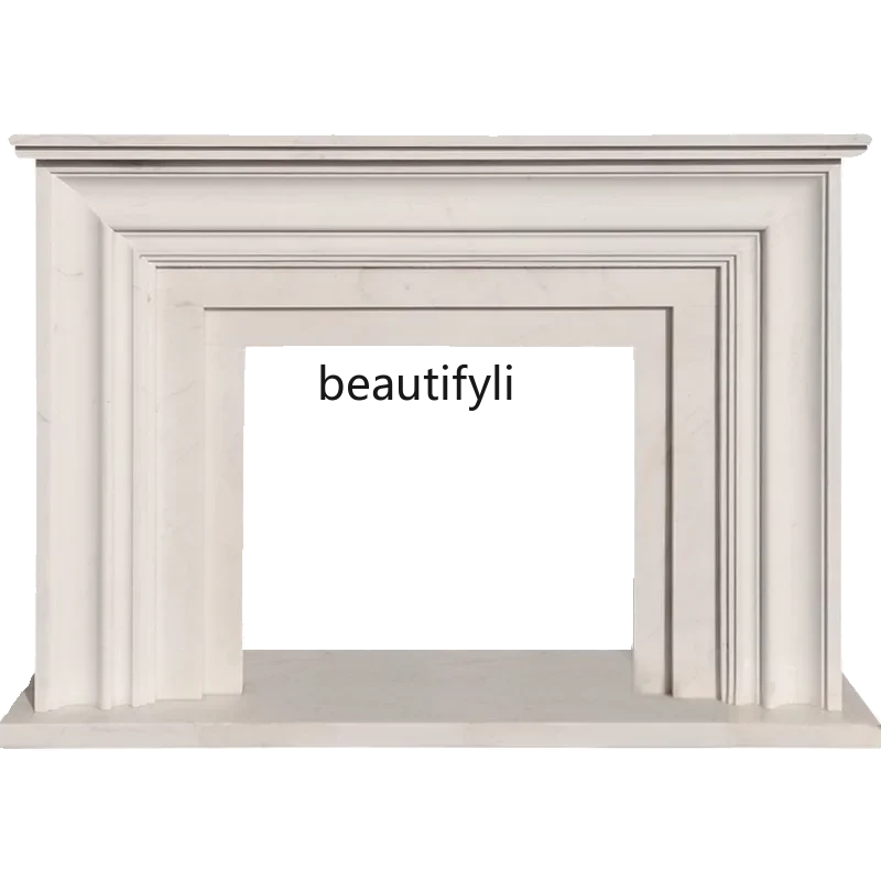 

01A Marble fireplace French minimalist neoclassical fireplace stone fireplace living room decoration