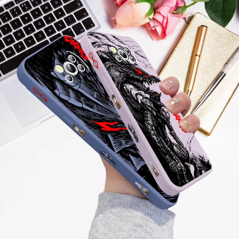 

Fashion Anime B Berserk Cool Liquid Left Rope For Xiaomi Mi Poco X6 X5 X4 X3 M6 M5 M5S M4 M3 F5 F4 F3 Pro 5G Soft Phone Case