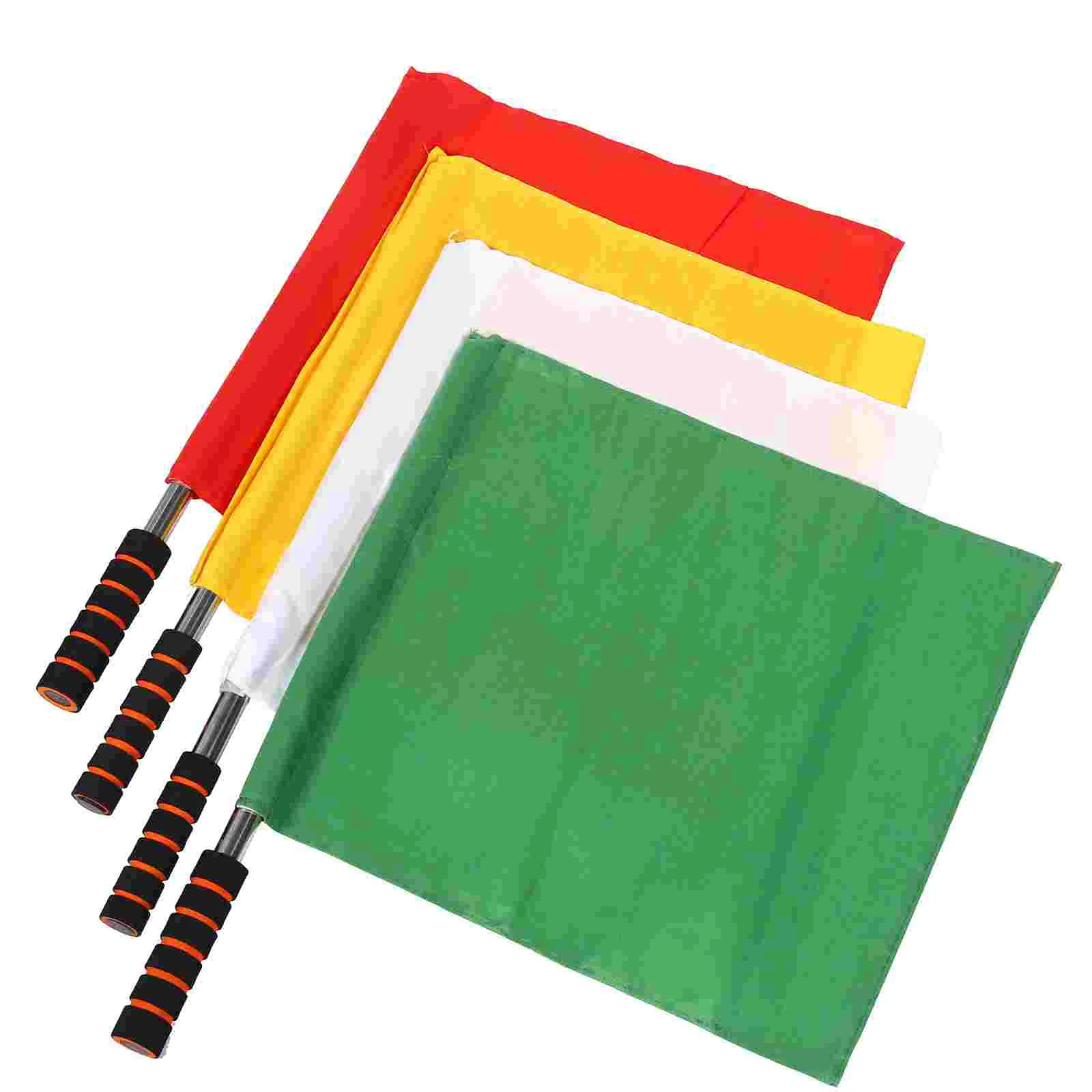 4 Pcs Referee Flag Hand Flags Small Signal Soccer Handheld Colored Warning Sports