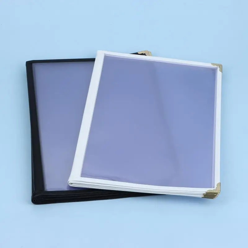 Foldable A4 Transparent Menu Cover Waterproof PVC Double Panels Reusable Holder for Food Truck Street Stall