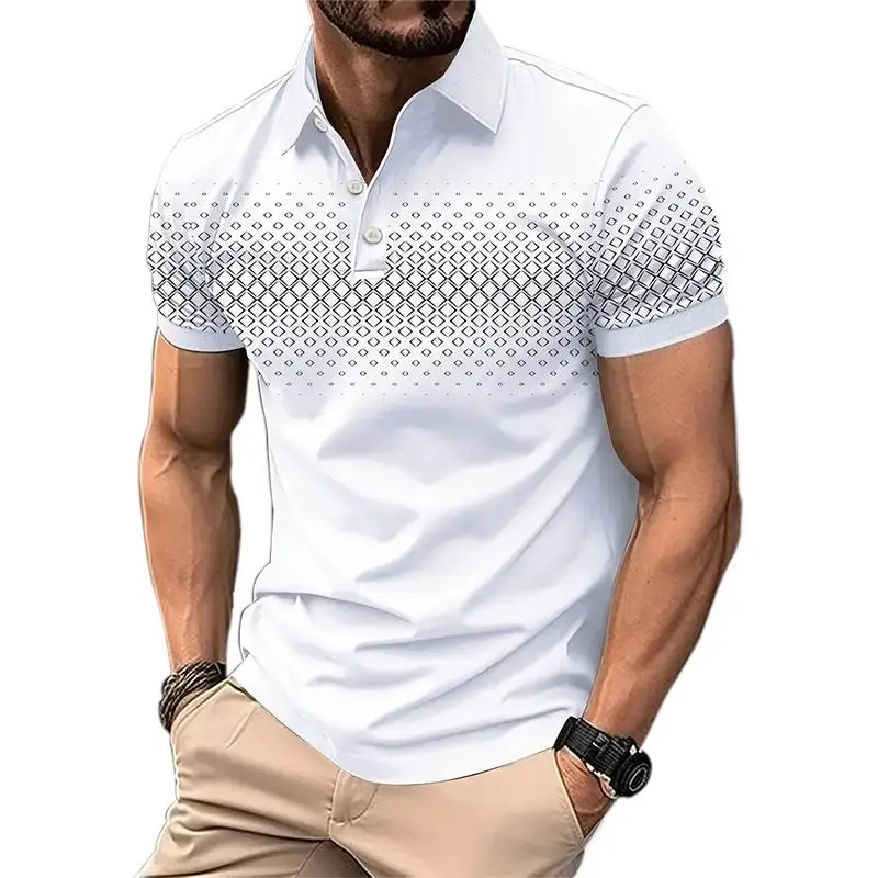 

Новая летняя деловая рубашка-поло, мужская молодежная повседневная модная мужская футболка с короткими рукавами и лацканами для гольфа, повседневная одежда, свободный топ