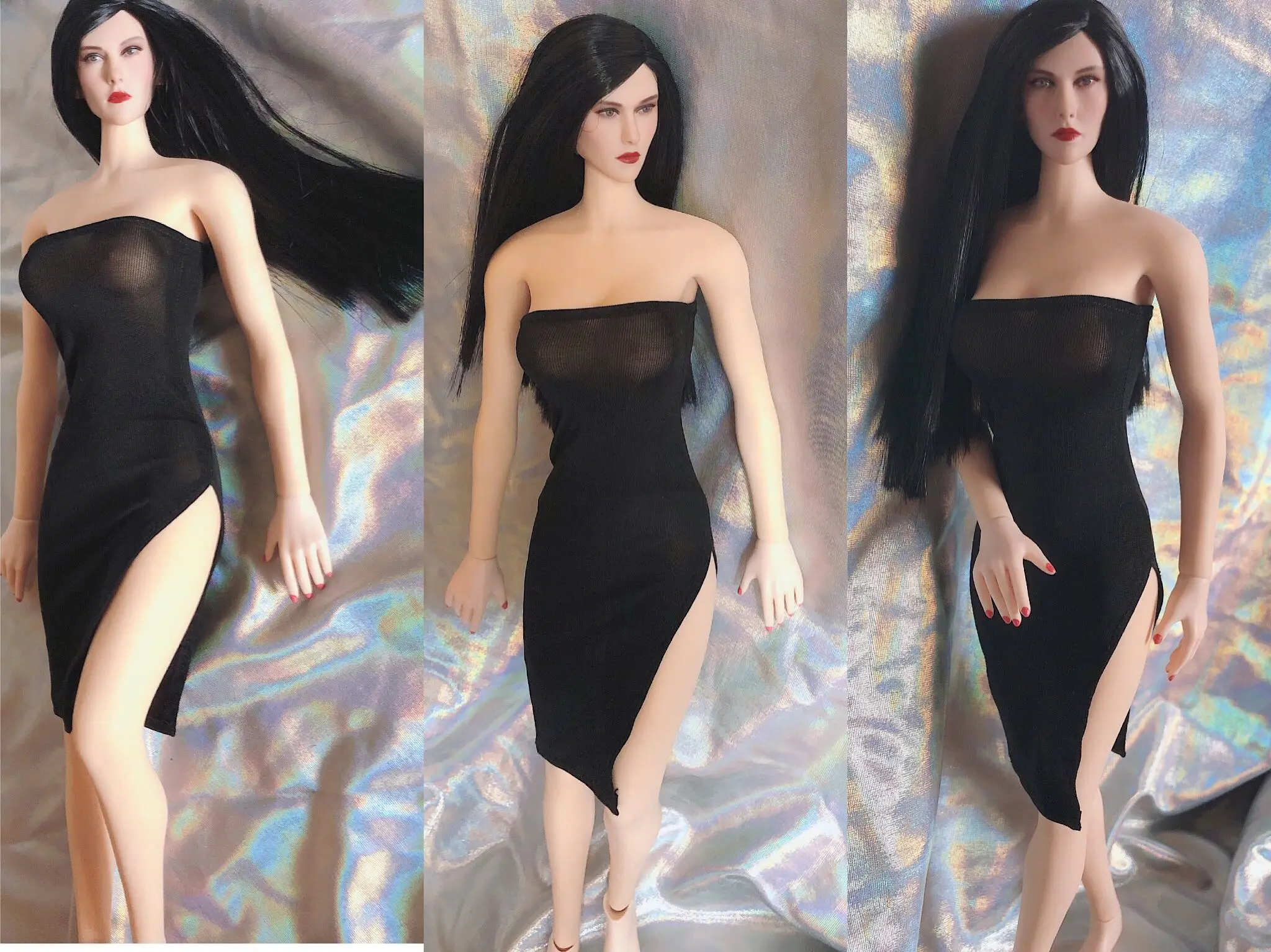 1/6 Scale female sexy clothes strapless slit dress fit 12 inches TBLeague JIAOU body model