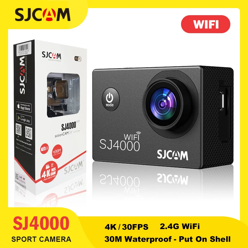 SJCAM-مقاوم للماء واي فاي عمل الكاميرا ، الرياضة الفيديو ، cambike خوذة ، خوذة ، 4K FHD ، 30M ، 2.4G واي فاي ، 4x التكبير