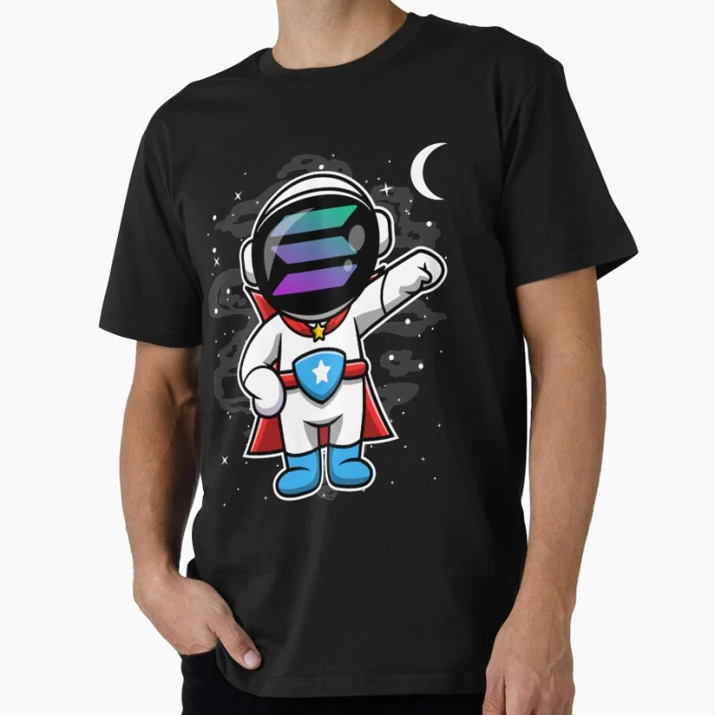 

Super Astronaut Solana SOL Coin To The Moon Crypto Token Cryptocurrency Blockchain Wallet HODL Gift T shirt Large size Tops
