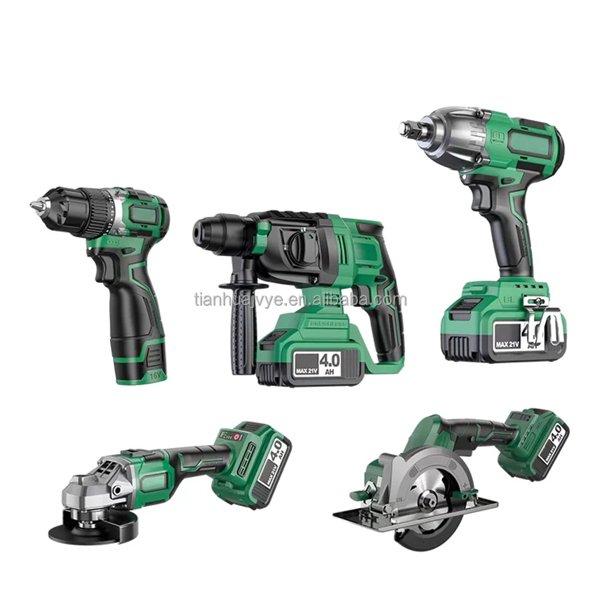 

5-Piece Cordless Power Tool Set for DIY & Industry Variable Speed Electric Drill Electric Wrench for Household