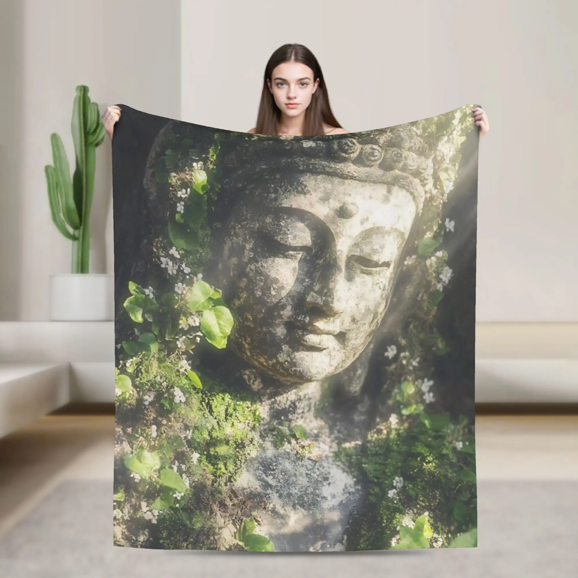 Buddha Lotus Zen Meditation Blankets Fleece Buddhism Lightweight Thin Throw Blanket for Airplane Travel Bed Rug
