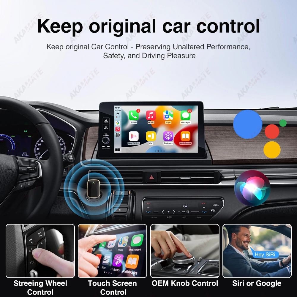 2IN1 محول CarPlay Android Auto اللاسلكي للسيارة مع CarPlay السلكي Android Auto Car Radio Plug and Play USB Type-c Dongle
