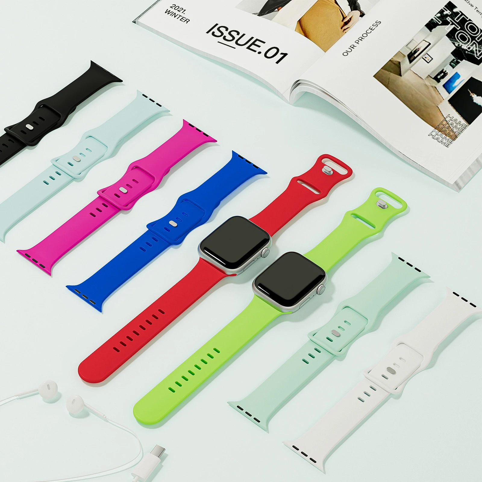 Apple Watch用シリコンバンド 44mm 45mm 40mm 41mm 42-38mm 45mm スポーツブレスレット iWatchシリーズ 10 9 8 7 6 5 4 3 SE 9 Ultra 2対応