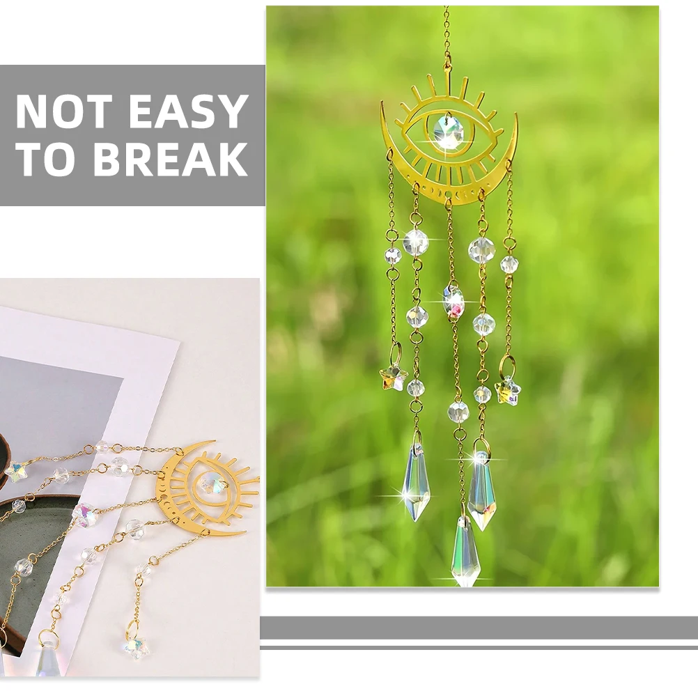 

Elegant Evil Eye Metal Hanging Pendant Wall Hanging Ornament Decorative Suncatcher for Window Porch Garden Decoration