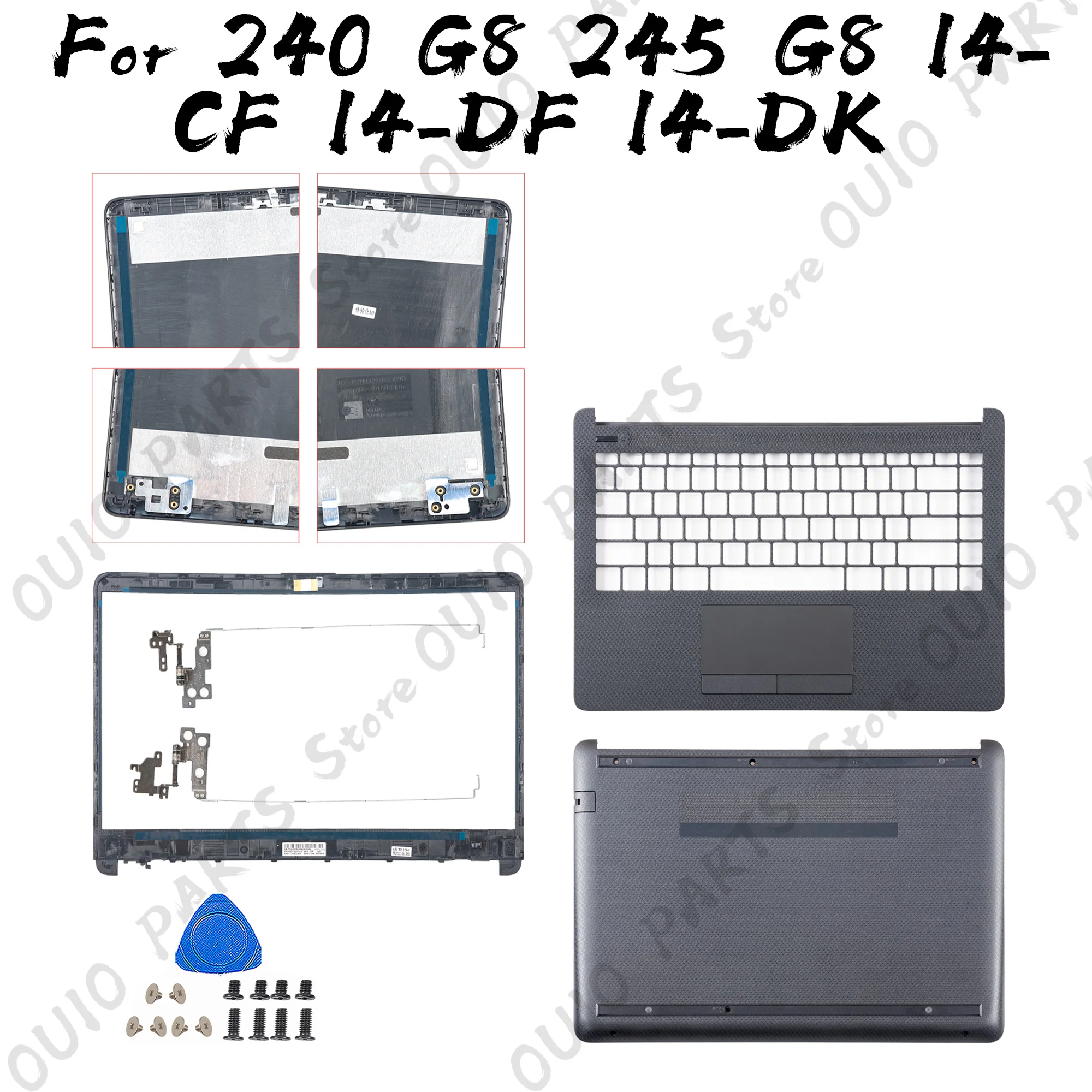 

Parts For 14-CF 14-DF 14-DK 14-DP 14S-CR 14S-CF 240 G8 245 G8 LCD Back Cover Front Bezel Hinges upper bottom Black Plastic Cover