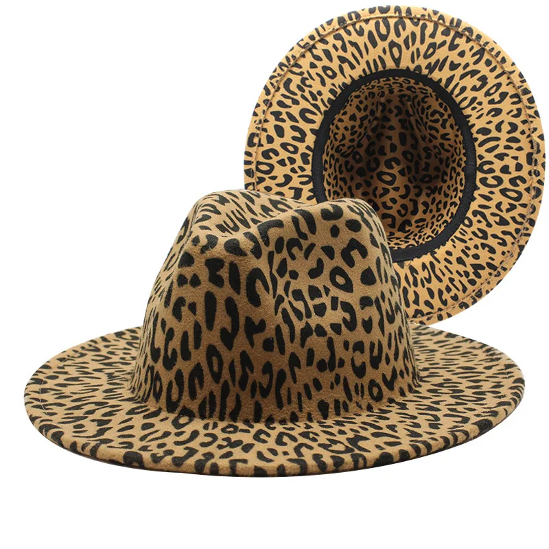 Wide Brim Felt Fedora Panama Hat with Leopard Print Belt il_1080xN.6009881043_2zx6.jpg main image 2