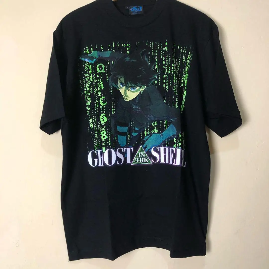 Ghost in The Shell Motoko Kusanagi Anime Graphic T-shirt Vintage Washed Manga Merch Harajuku Unisex Oversized Sleeve Tee Tops