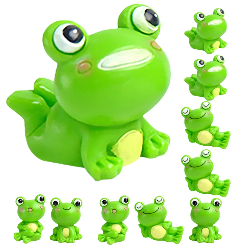

12Pcs Lovely Frog Decor Resin Crafted Lightweight Indoor Outdoor Use Christmas Gift Idea Small Gardens Mini Houses
