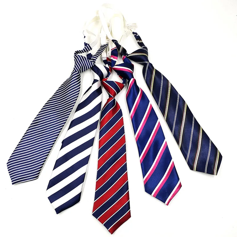 Gestreepte Elastische Geen-Play Primaire En Secundaire Schooluniform Stropdas Japanse College Stijl Overhemd Decoratieve Tie