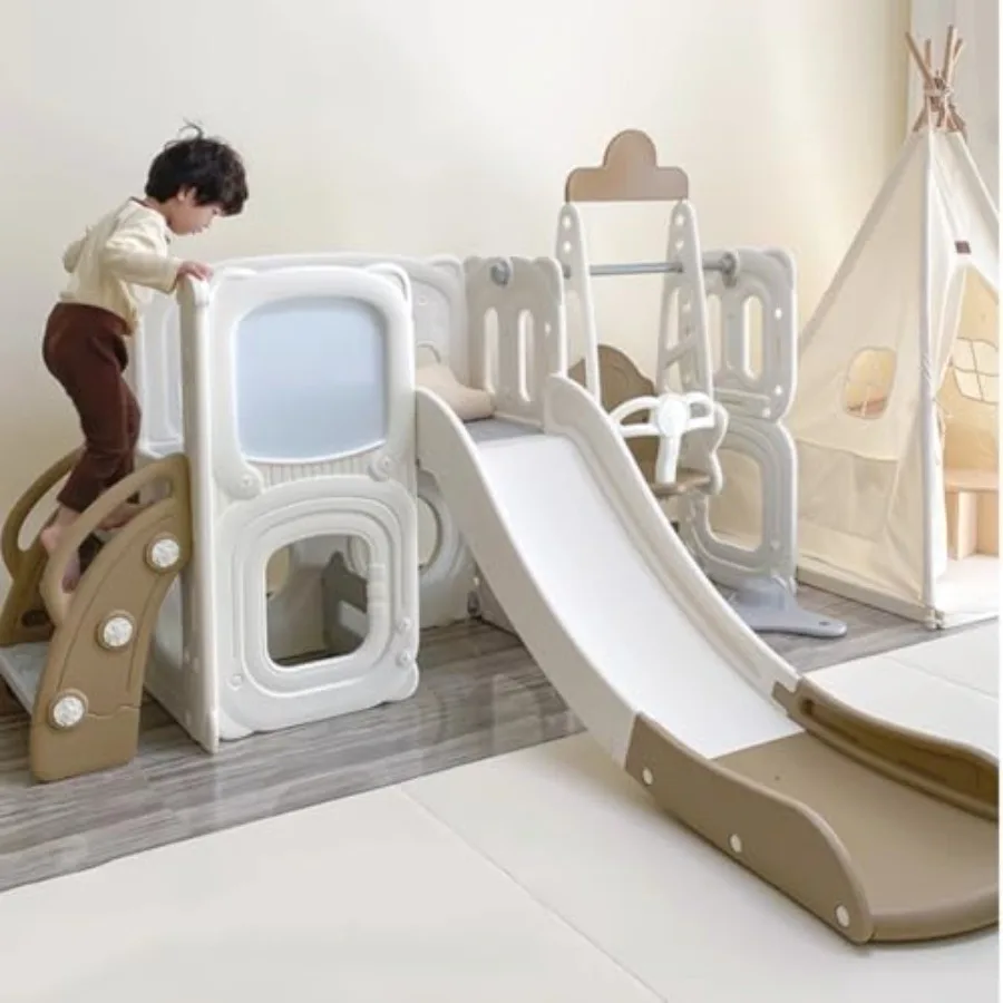 Ensemble de jeu toboggan et balançoire pour tout-petits, avec toboggan pour tout-petits, 13 diapositives autoportantes intérieures et extérieures, ensembles de aire de jeux pour arrière-cours