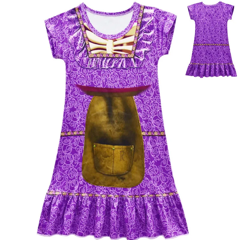 CoCo Mama Imelda Cosplay Costume Girls Skeleton Dresse Music Dreaming Around Halloween Party Fancy Dress For Kids Purple