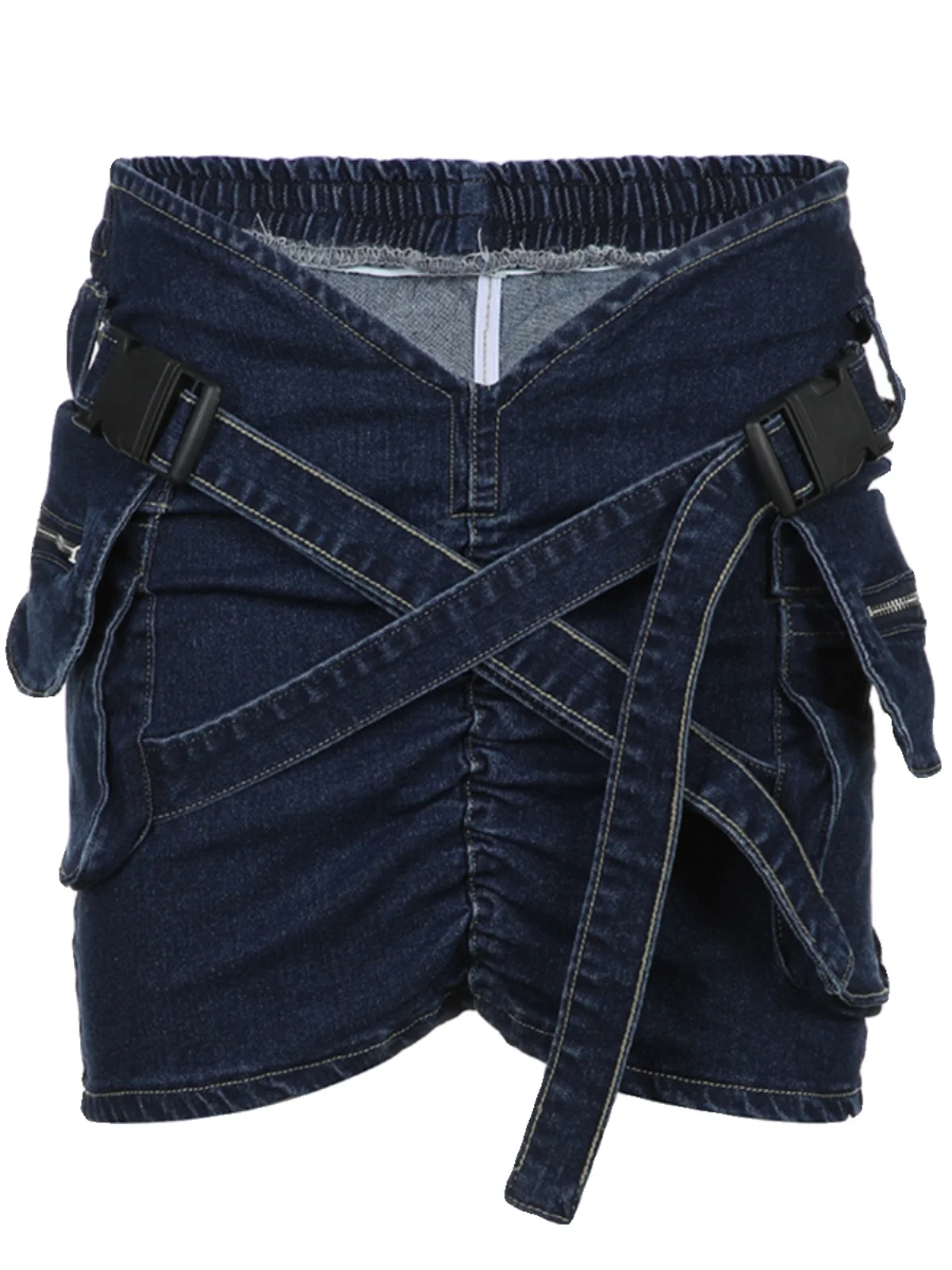 

Pinkbomb Spicy Girl Denim Skirt Low Waist Zipper Bapa Bule Sexy Cotton ort Skirt Street Sle Pure Color