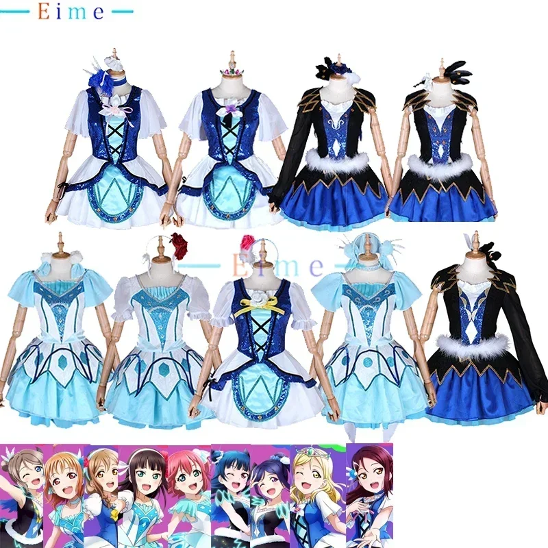 

Love Live Sunshine Cosplay Costume Aqours WATER BLUE NEW WORLD Chika Ruby Kanan Cosplay Dancing Dress Halloween Suit Custom Made