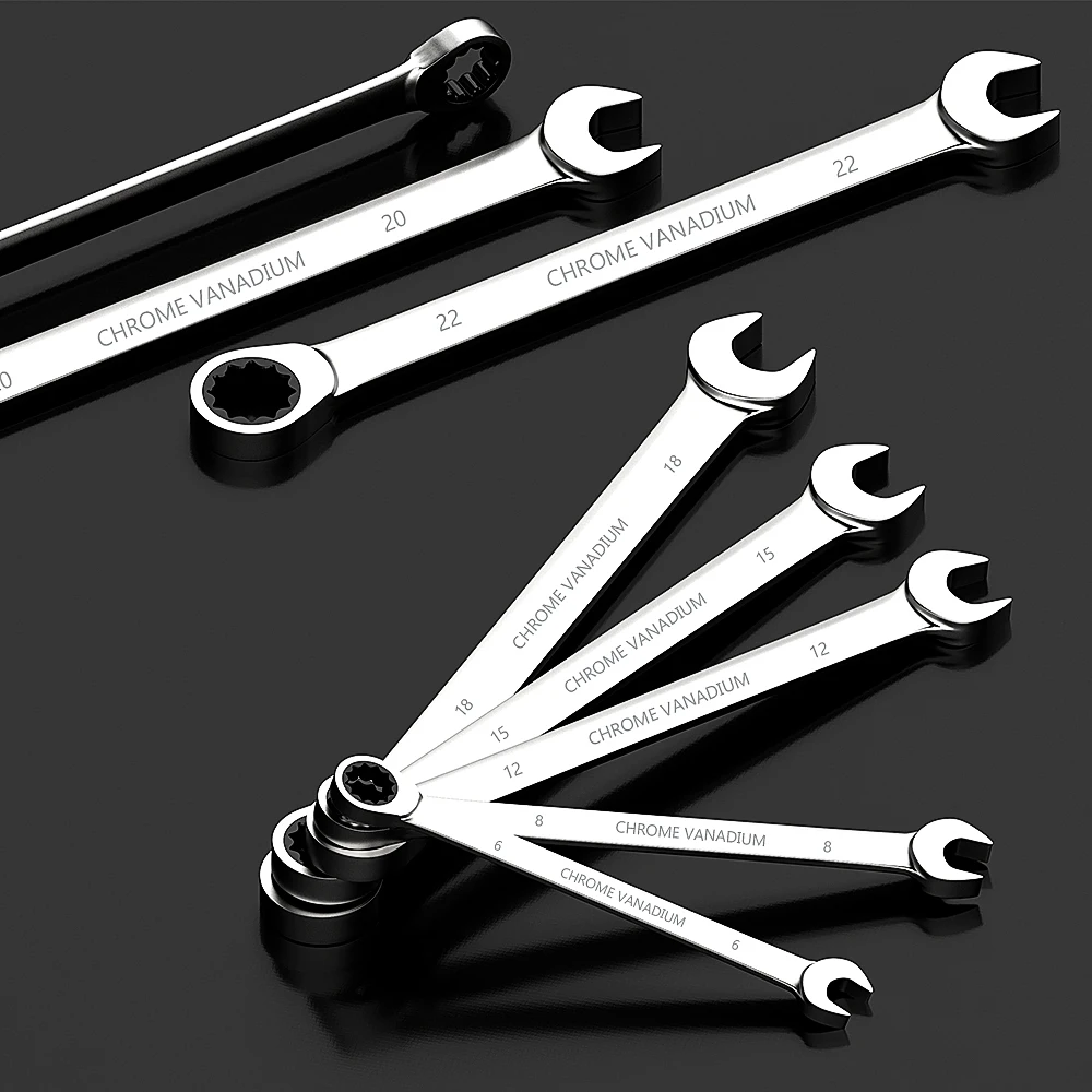 WOZOBUY Ratcheting Combination Wrench Set,6-22mm Metric Hand Tool Kits Auto Repair Key Wrenches,Spanner with Rolled Cloth Bags