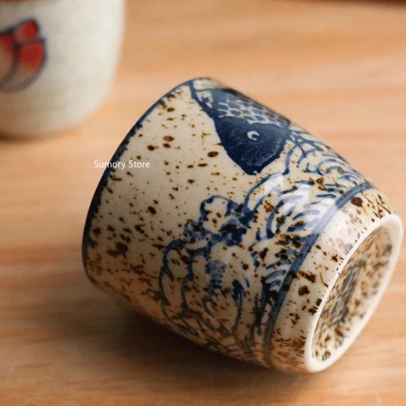 50ml Chinese Retro Ceramic Tea Cup Ceramic Mug Japanese Sake Cup Crockery Tea Cups Personal Single Cup Drinkware Cute Cup