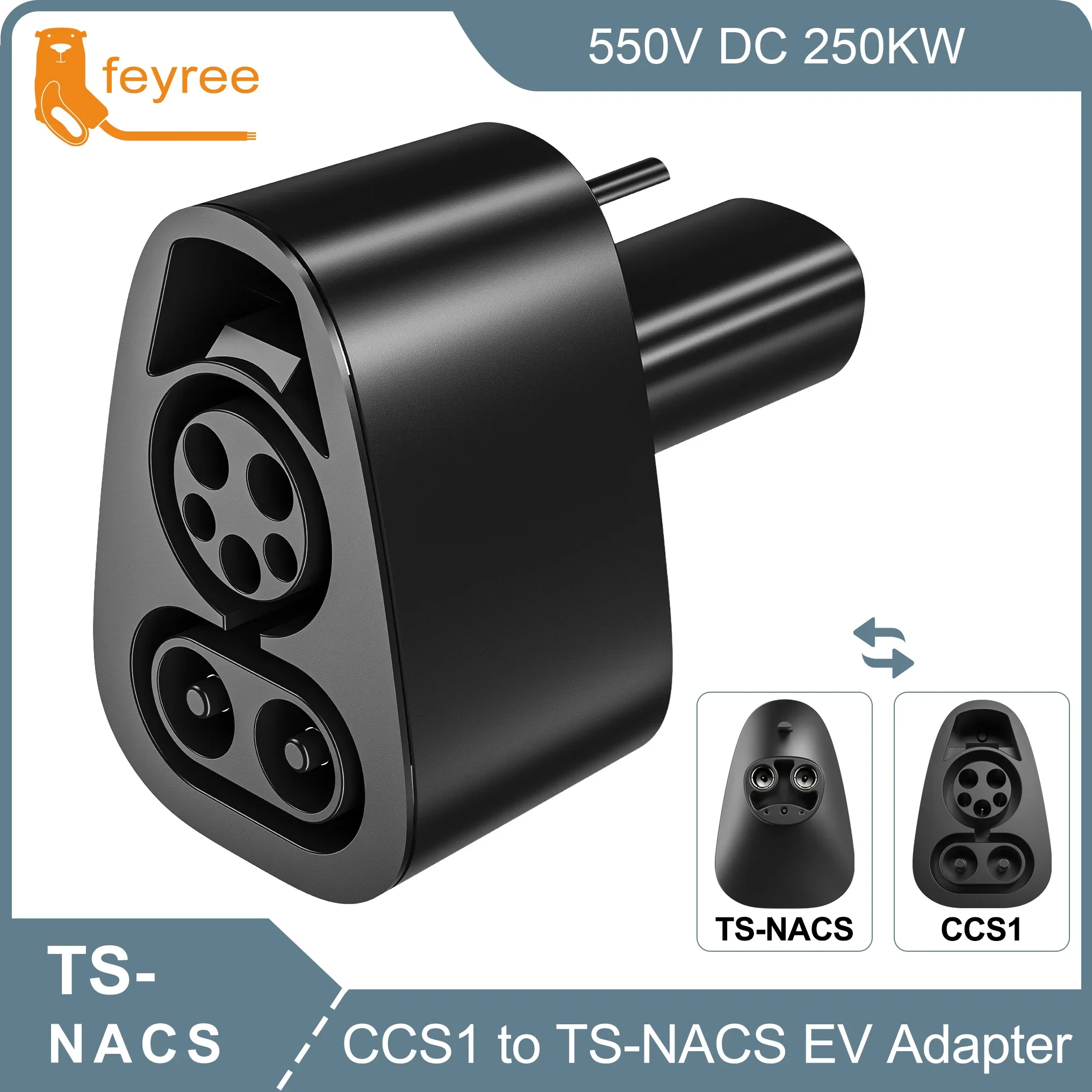Adapter Feyree CCS1 do TS-NACS dla Tesla Model 3,Y, S i X - tylko dla właścicieli NACS - szybkie ładowanie z ładowarkami CCS1 Combo
