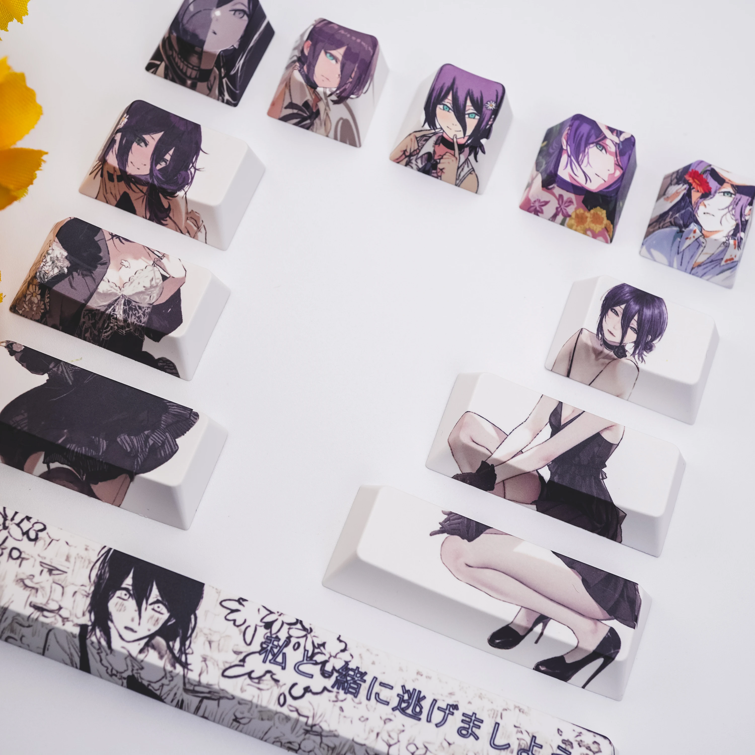 12 pcs Reze Keycaps Cherry Profile PBT Dye Sublimation Chainsaw Man Keycaps Creative Anime 12pcs Reze Mechanical Keycap