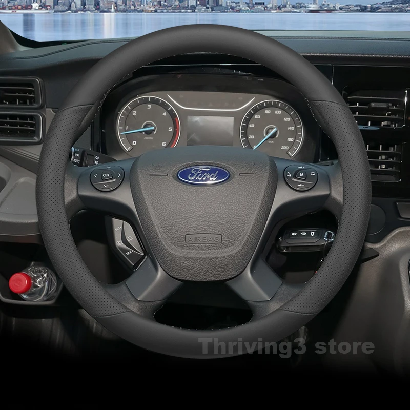 

Leather Car Steering Wheel Cover For Ford EcoSport Maverick Mondeo 2019-2023 2024 Round Auto Steering Wheel interior Accessories