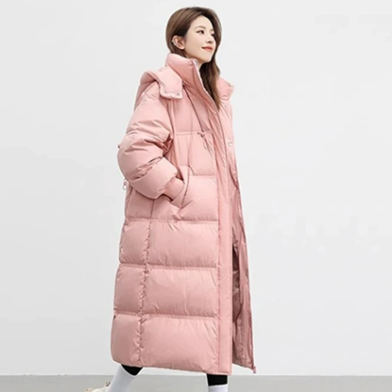 Moda parker casaco de pato branco para baixo feminino com capuz quente jaqueta 2025 inverno nova alta qualidade jaqueta feminina h766