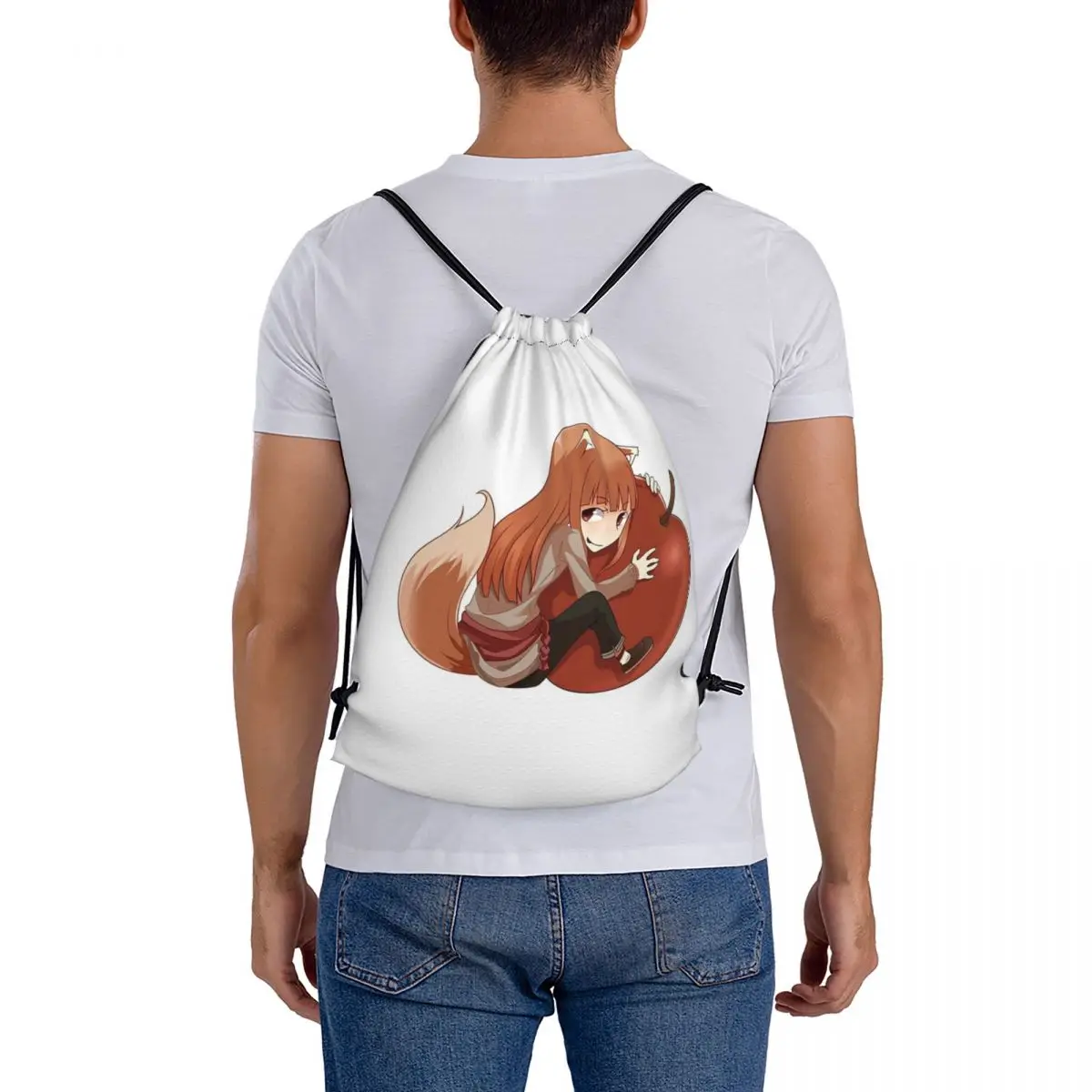 Horo The Wise Wolf Backpacks Portable Drawstring Bags Shoes Bag Book Bags for Man Woman School