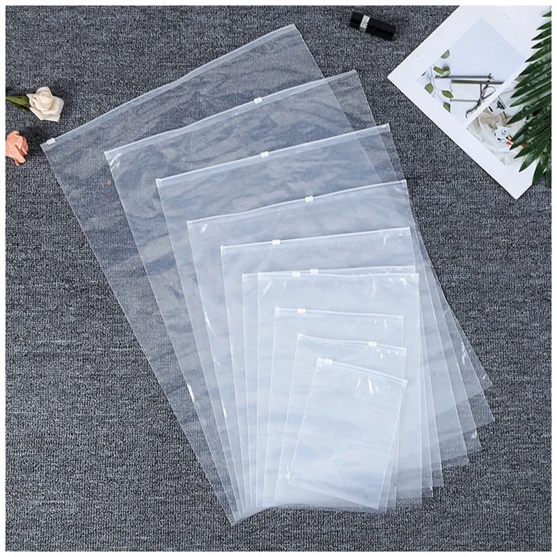 StoBag 50pcs Transparent Clothing Packaging Zipper Bags Plastic Clear Travel Sealed Reusable Ziplock Storage Pouches Wholesale