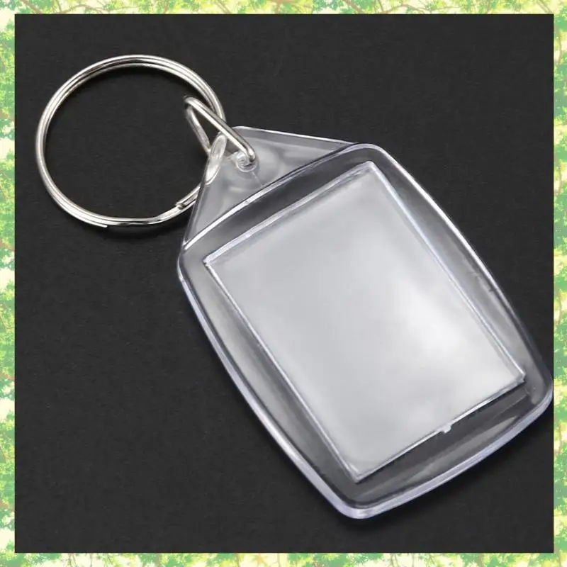 Smart-30X حلقات مفاتيح فارغة من البلاستيك الأكريليك الشفاف إدراج سلسلة مفاتيح صور جواز السفر الموجودة في قاعدة المفتاح