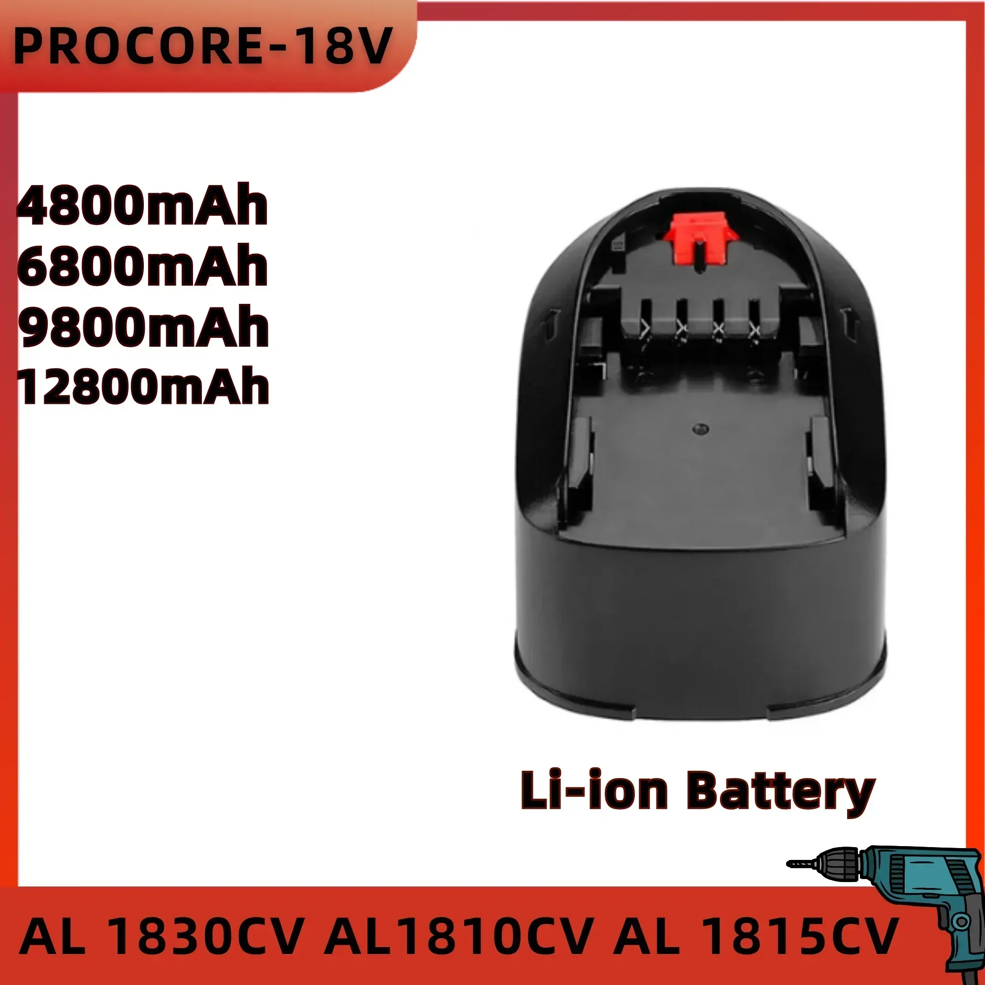 

18V 6800mAh Li-Ion Battery Brand New for Bosch 18V PBA PSB PSR PST Bosch Home, Garden Tools (Only for TypC) AL1830CV AL1810CV